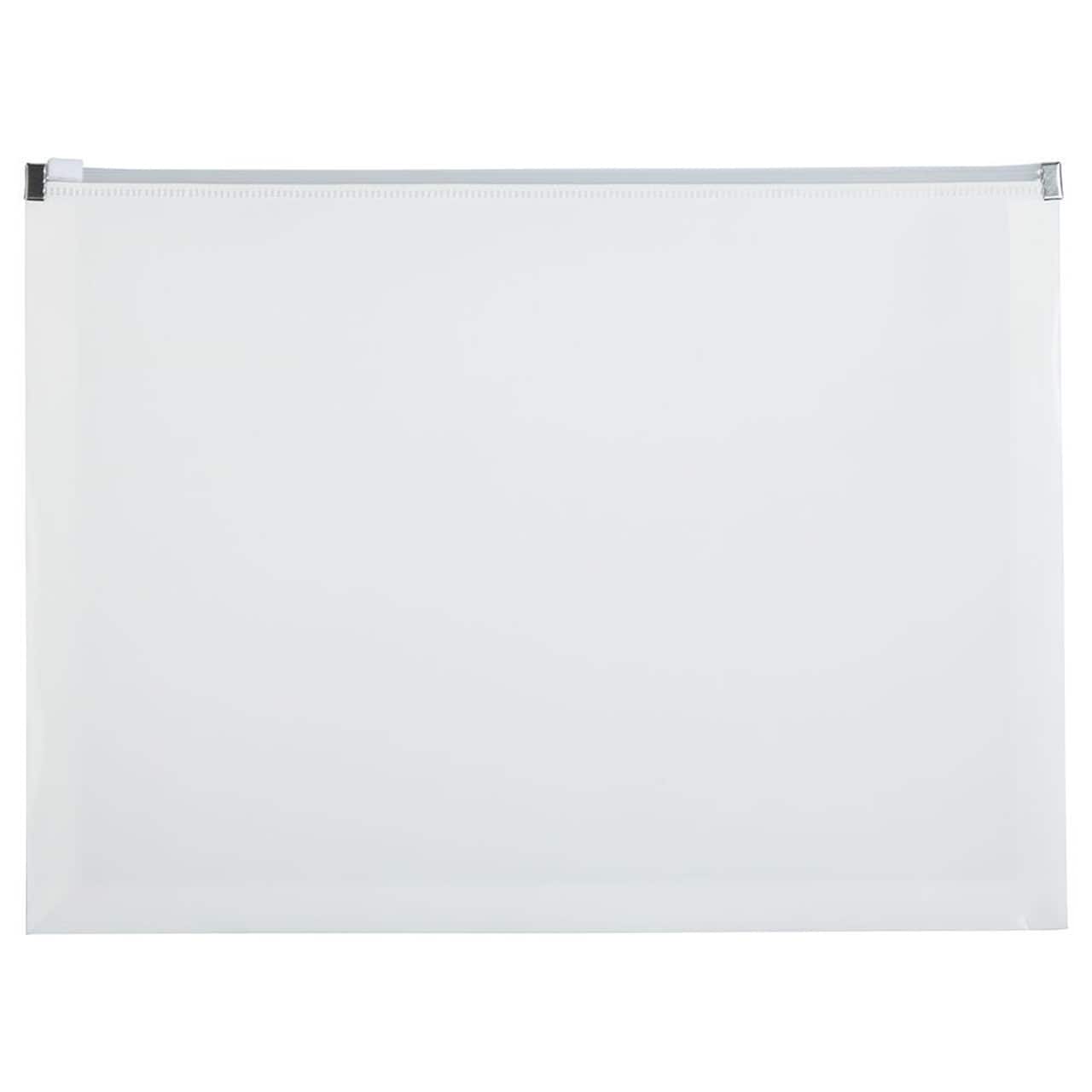 JAM Paper 9.75" x 13" White Plastic Zip Closure Booklet Envelopes, 12ct.